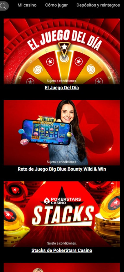 Sección de bonos en PokerStarsr