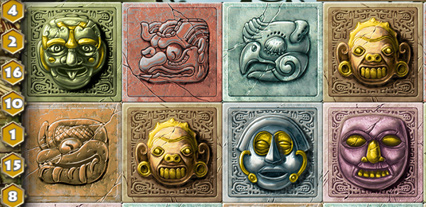 Símbolos de la slot online Gonzo's Quest en la versión para ordenador.