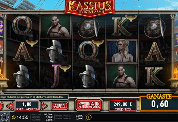 Pantalla principal de la slot Kassius durante una partida en uno de los casinos con Gaming1.