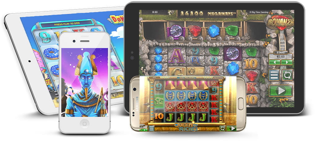 Teléfonos móviles y tablets con tragaperras de Big Time Gaming en casinos españoles.