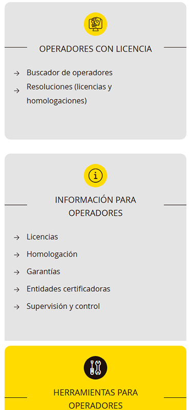 Función de búsqueda de operadores de juegos con licencias
