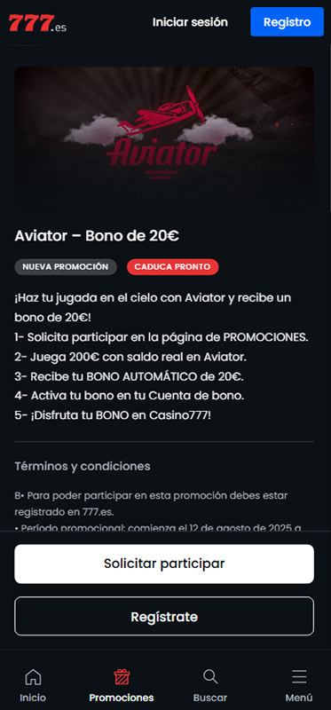 El código de bono en Casino777