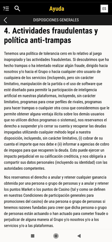 Políticas de tolerancia cero ante actividades fraudulentas o conductas sospechosas en bwin.