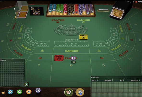 Partida al Baccarat Gold de Microgaming.