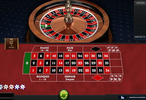 Vista de la mesa de Ruleta tipo Francesa