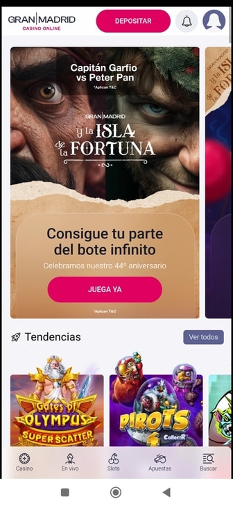Página principal de Casino Gran Madrid.