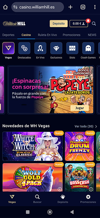 Página de inicio de un casino que acepta transferencia bancaria