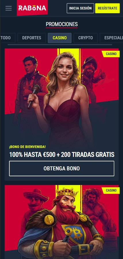 Ofertas disponibles en el casino Rabona