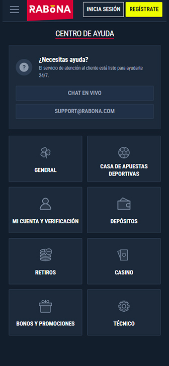 Canales de atención al cliente disponibles en el casino Rabona