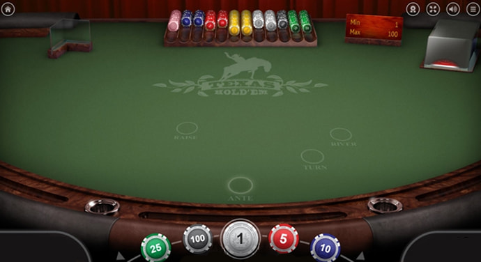 Una mesa del juego Texas Hold'em al inicio de una partida online.