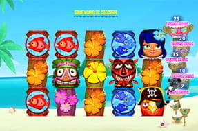Una partida a la popular tragaperras Tiki Totems en la versión para móvil de Canal Bingo.