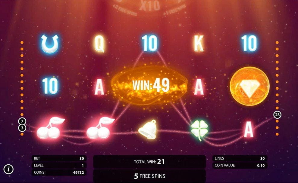 Una partida con tiradas gratis a una tragaperras online en un casino.