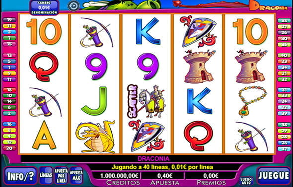 Partida a la tragaperras Draconia de R. Franco en un casino.