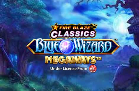 Portada de la tragaperras de Fire Blaze Blue Wizard Megaways de Playtech