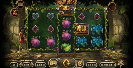 Partida a la tragaperras Jungle Books de Yggdrasil en un casino online.