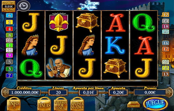 Partida a la tragaperras The Iron Mask de R. Franco en un casino.
