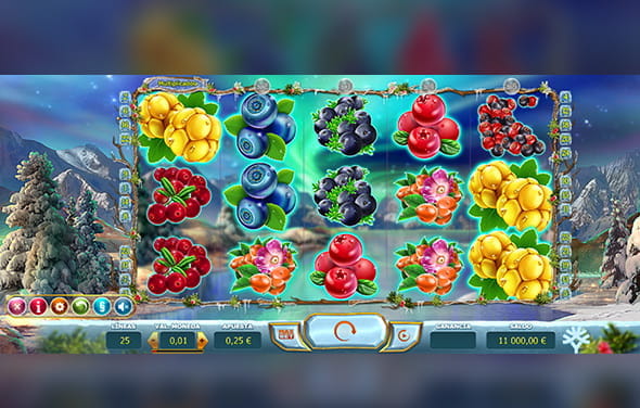 Partida a la tragaperras Winterberries de Yggdrasil en un casino online.