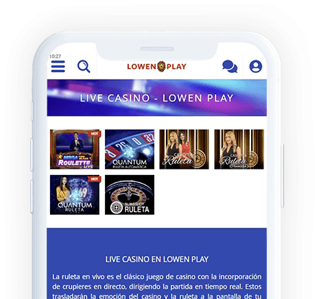 Un móvil con la página web de Lowen Play en la pantalla