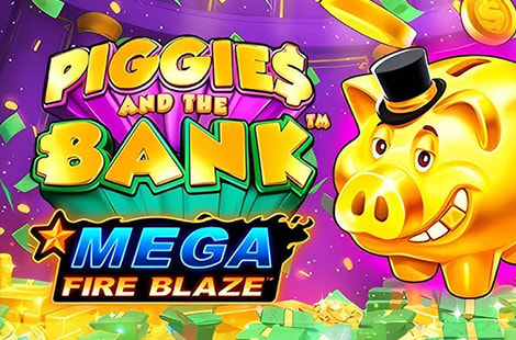 Portada de la slot Mega Fire Blaze Piggies and the Bank de Playtech.