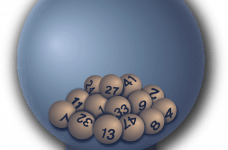 Bolas de lotería en una esfera.