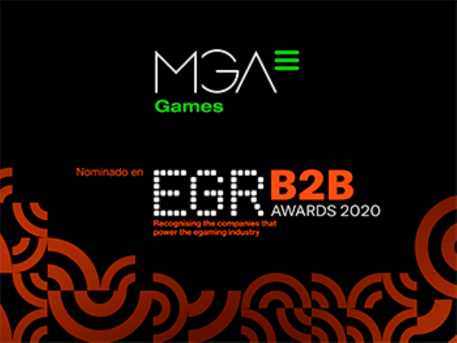 Cartel publicitario de la nominación de MGA Games a los premios EGR B2B.