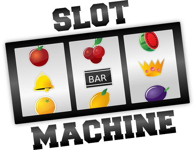 Diseño esquemático del rodillo de una tragaperras de casino con los símbolos de las frutas, el BAR y una corona.