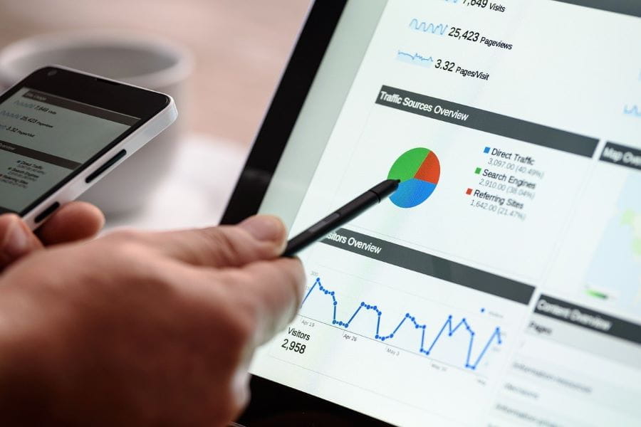 Tablet y smartphone en una página con resultados de tráfico online.