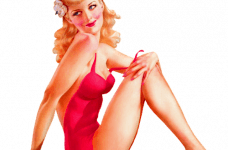 Pin-up girl sentada.