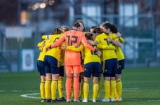 Jugadoras de la selección sueca de fútbol femenino.