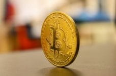 Moneda de Bitcoin.