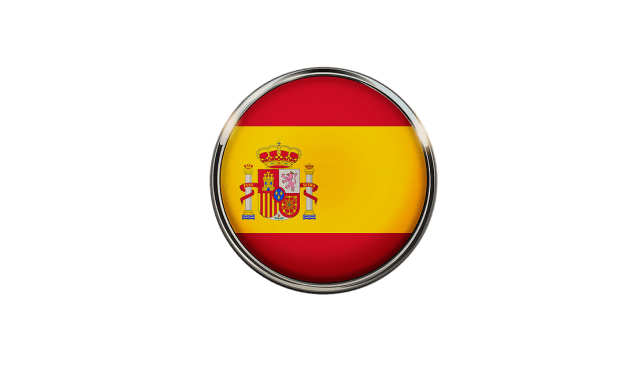 Bandera de España de forma redondeada.