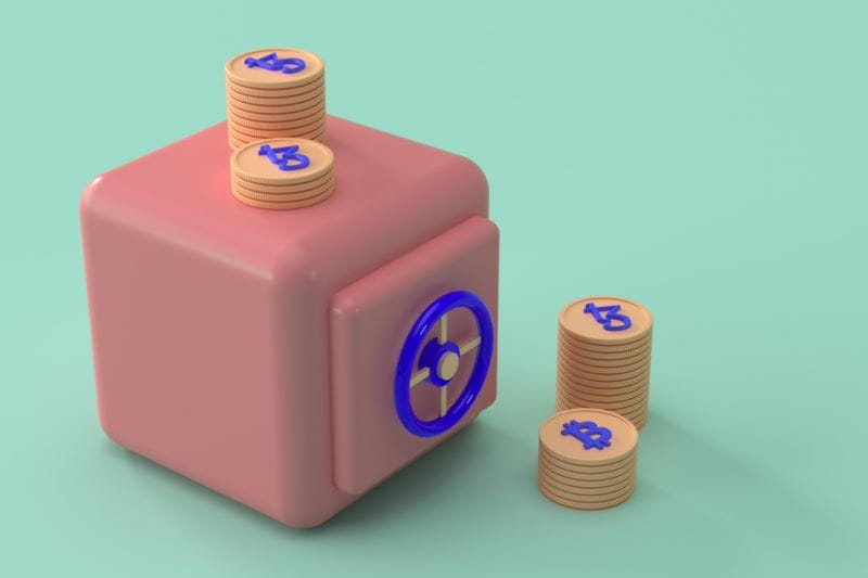 Caja fuerte y dinero virtual.