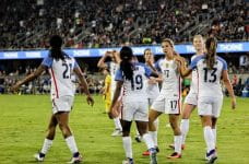 Partido de la selección estadounidense de fútbol femenino en San José, California.