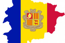 Mapa de Andorra con los colores de la bandera.