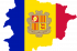 Mapa de Andorra con los colores de la bandera.