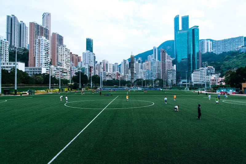 Campo de fútbol en Hong Kong.
