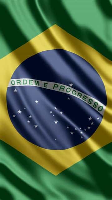 Primer plano de la bandera de Brasil.
