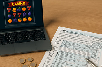 Persona haciendo la declaración de la renta para declarar ganancias de un casino online extranjero.