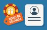 Ficha de casino con etiqueta de bono de recarga junto a ícono de perfil de usuario.