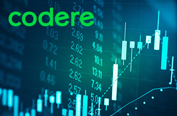 Logo de Codere sobre una imagen con índices bursátiles.
