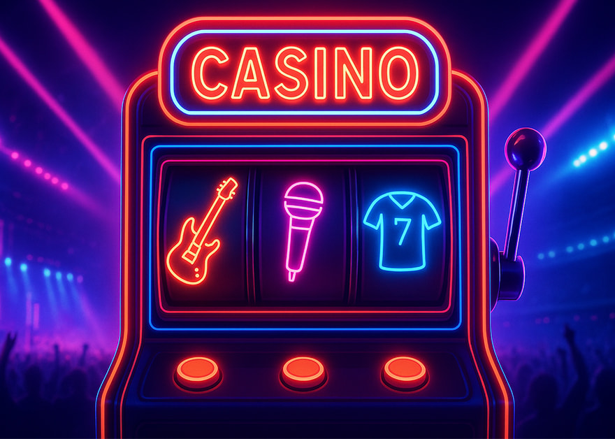 Imagen de una tragaperras de casino con luces de neón.