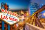 Rascacielos modernos junto al icónico cartel de Las Vegas.
