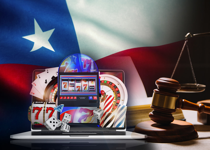 Representación del bloqueo a los casinos online en Chile con símbolos de juego y justicia