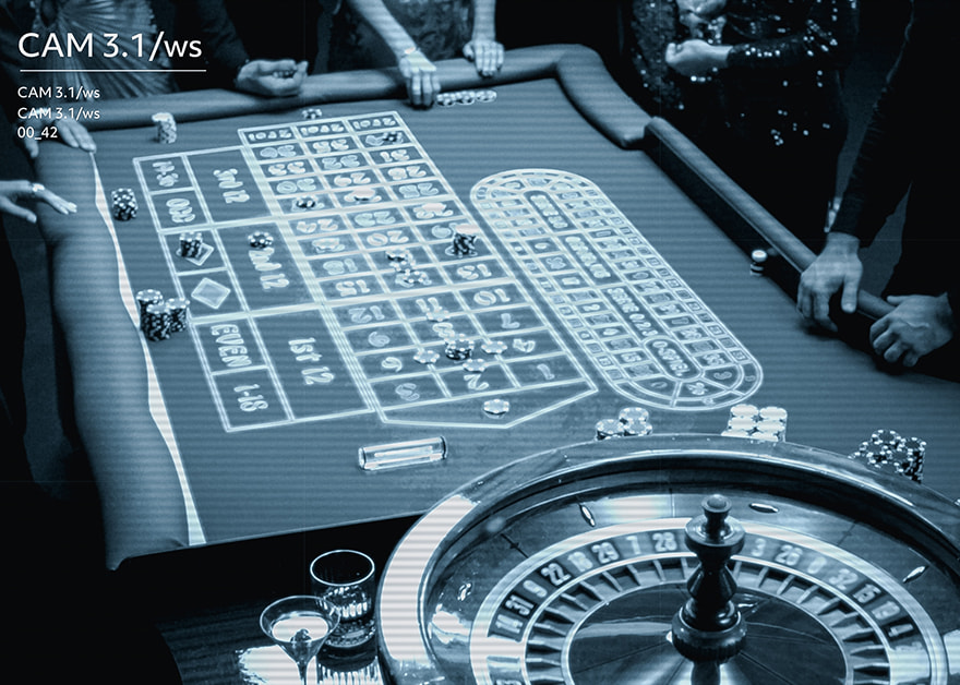 Mesa de ruleta vista desde una cámara de seguridad.