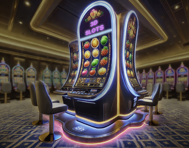 Tragaperras modernas con pantalla curva y luces LED.