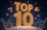 Cartel festivo “Top 10” que representa la selección de los mejores juegos navideños en casinos online españoles.