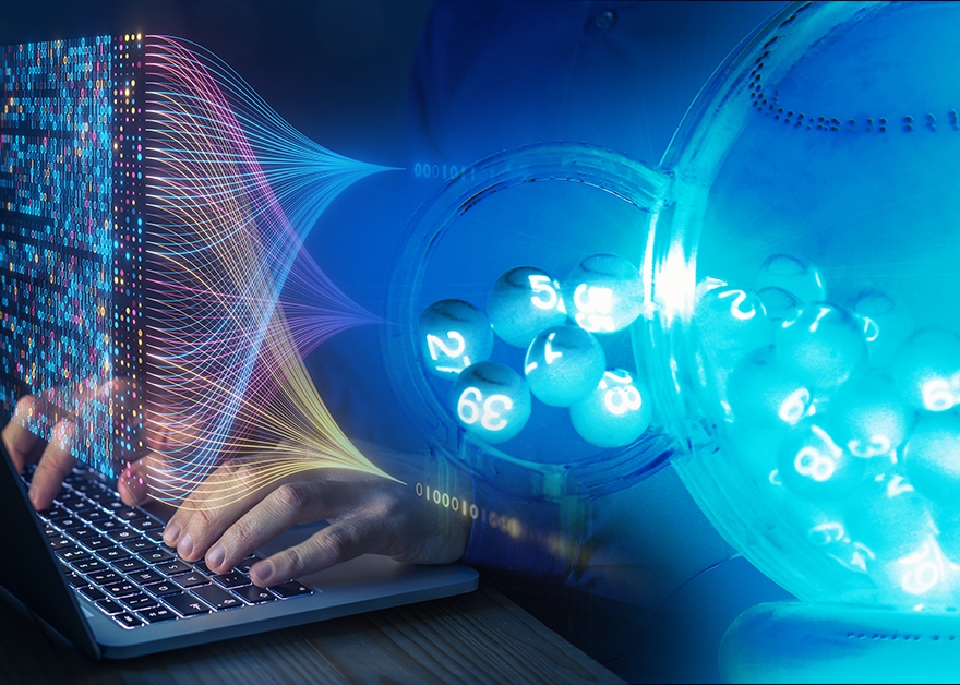 Dados, fichas y gráficos digitales sobre una pantalla.