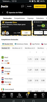 Página de apuestas a fútbol en bwin