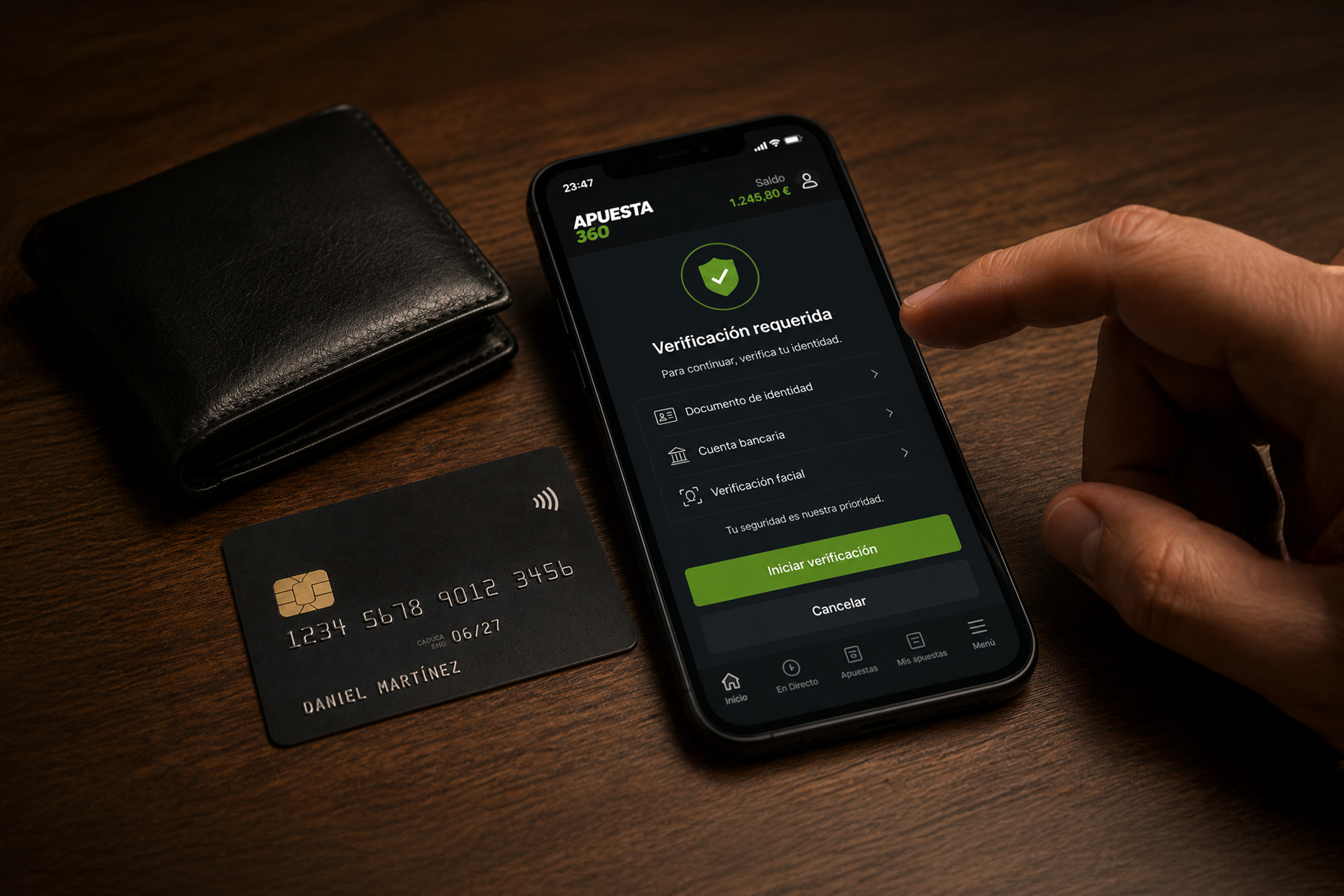 Aplicación de apuestas online mostrando nuevos controles de verificación de identidad y seguridad del usuario