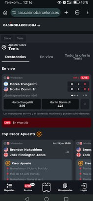 Apuestas a tenis en Casino Barcelona